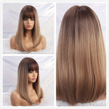 Medium Wavy and Straight Various Colors Synthetic Wigs (37)