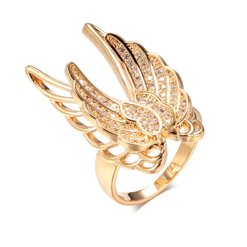 Rose Gold Wings of Pegasus With Cubic Zirconia Ring R5