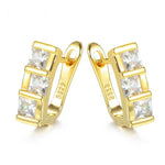 Gold & Silver Color Square Cubic Latch Back Lock Earrings E29