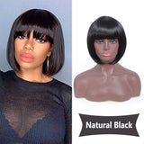 Female 10 Inch Short Bob Synthetic Wig with Bangs (02)