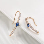 Rose Gold Color Blue & Colorless Cubic Zirconia  Hook Earrings E36