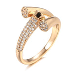 Rose Gold Geometric Triple Trumpet Cubic Zirconia Ring R9