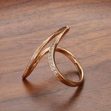 Rose Gold Color Hyperbole Curve  Ring With Cubic Zirconia Ring R16