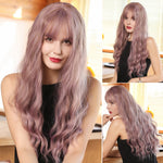 Long Multi Colored Water Wave Synthetic Wigs with Bangs (36)