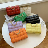 (33S) PU Leather Lattice Shoulder Bags for Women