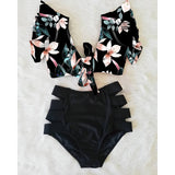 Flora V-Neck High-Waisted Two Piece Swimsuit