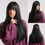 Long Various Colors Smooth Synthetic Wigs with Bangs (39)