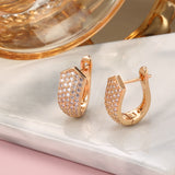 Geometric Shaped Rose Gold Color Cubic Zirconia Latch Back Earrings E7