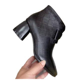 PU Leather Pointy Short Tube Mid Heel Boots 64