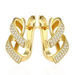 Gold & Silver Color Cubic Zirconia Geometrically Shaped Latch Back Earrings E6