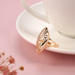 Rose Gold Color Hollowed Out Marquise Shape with Cubic Zirconia Ring