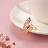 Rose Gold Color Hollowed Out Marquise Shape with Cubic Zirconia Ring