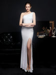 Elegant Asymmetric, Sequin Slit Evening Dress 55