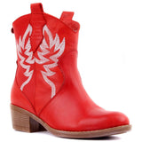 Ankle High, round toe, Embroidered Flame PU Leather Boots 98