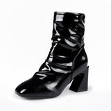 Pleated Sexy High Heels PU Leather Fashion Boots 01