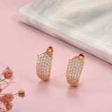 Geometric Shaped Rose Gold Color Cubic Zirconia Latch Back Earrings E7