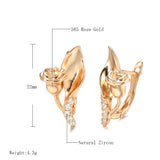 Rose Gold Color Rose Shape with Cubic Zirconia Latch Back Earrings E4