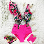 Flora V-Neck High-Waisted Two Piece Swimsuit