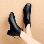 Ankle Boots, Square Toe, Zipper Closure, Square Heels Comfortable Pu Leather Boots 78