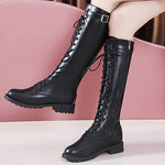 Fashion Belt Buckle Strap Knee-High Lace-Up, Zipper Boots 38