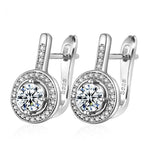 Rose Gold Color, Gold Color & Silver Color Round Cubic Zirconia Latch Back Earrings E19