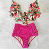 Flora V-Neck High-Waisted Two Piece Swimsuit