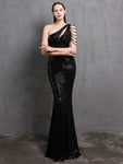 Elegant Asymmetrical Sequined Evening Dress 94