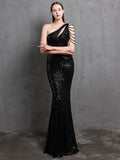 Elegant Asymmetrical Sequined Evening Dress 94