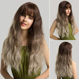 Long Multi Colored Water Wave Synthetic Wigs with Bangs (36)