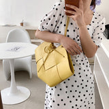 (41) Fashion Large Capacity Geometric Shaped Paneled Weave Tote Bags for Women