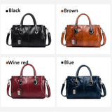 19) Woman's Vintage Oil Wax PU leather luxury Design handbags