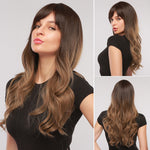 Long Multi Colored Water Wave Synthetic Wigs with Bangs (36)