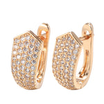 Geometric Shaped Rose Gold Color Cubic Zirconia Latch Back Earrings E7