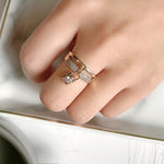 Rose Gold Color Lock Ring  With Cubic Zirconia Ring R11