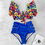 Flora V-Neck High-Waisted Two Piece Swimsuit