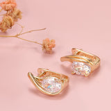 Rose Gold Color Oval Cubic Zirconia Latch Back Earrings E21