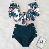 Flora V-Neck High-Waisted Two Piece Swimsuit