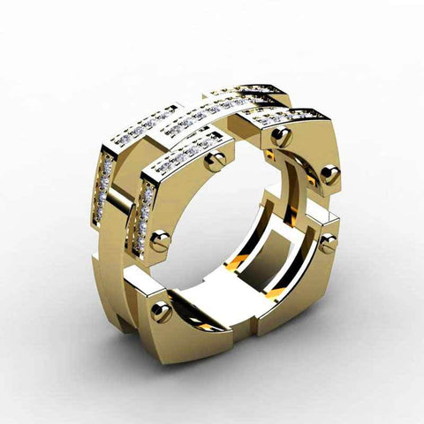 Trendy Classic Punk Hollow Out Design,  With Micro Paved Cubic Zirconia Finger Ring R48