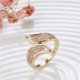 Rose Gold Color Flared Curve Cubic Zirconia Ring R14