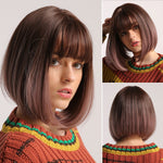 Short Straight Bob Various Colors Synthetic Wig with Bangs (45)