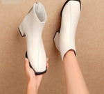 Ankle Boots, Square Toe, Zipper Closure, Square Heels Comfortable Pu Leather Boots 78