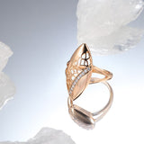 Rose Gold Color Hollowed Out Marquise Shape with Cubic Zirconia Ring