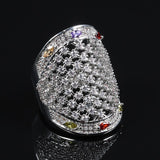 Colorless Round & Colored Marquise Cubic Zirconia Silver Color Rings R40