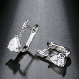 Gold & Silver Color Pear Cubic Zirconia Latch Back Earrings E28