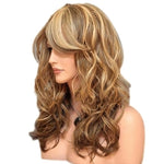 Long Curly Mixed Brown Blonde Synthetic Hair Wig