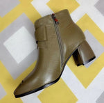 PU Leather Pointy Short Tube Mid Heel Boots 64