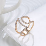 Rose Gold Geometric Hollow Line With Cubic Zirconia Ring R23