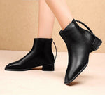 Ankle Boots, Square Toe, Zipper Closure, Square Heels Comfortable Pu Leather Boots 78