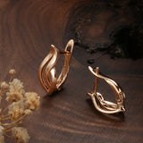 Rose Gold Color Hollow Glossy Flame Shape Latch Back Earring E5