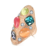 Rose Gold Color Colorful Imitation Opal And Multi-Colored Cubic Zirconia Ring R2